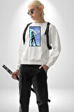 Gamerlara Özel Valorant Jett Tasarım Erkek Kadın Unisex Dijital Baskılı Beyaz Sweatshirt