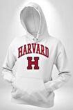 Harverd Üniversitesi Erkek Kadın Beyaz Dijital Baskılı Kapüşonlu Sweatshirt Hoodie