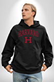 Harverd Üniversitesi Erkek Kadın Siyah Dijital Baskılı Kapüşonlu Sweatshirt Hoodie