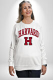 Harverd Üniversitesi Erkek Kadın Unisex Dijital Baskılı Beyaz Sweatshirt