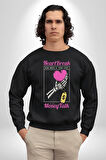 Kalp Kırıklığı Aşkın Ne Kadar?Para Konuşalım? Erkek Kadın Unisex Dijital Baskılı Siyah Sweatshirt