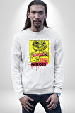 Aşk Meleği Sahte Melek Sus Erkek Kadın Unisex Dijital Baskılı Beyaz Sweatshirt