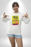 Aşk Meleği Sahte Melek Sus Erkek Kadın Unisex Dijital Baskılı Beyaz Sweatshirt