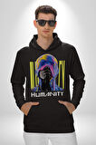 Eriyen Boya Gibi İnsanlık Erkek Kadın Siyah Dijital Baskılı Kapüşonlu Sweatshirt Hoodie