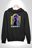 Eriyen Boya Gibi İnsanlık Erkek Kadın Siyah Dijital Baskılı Kapüşonlu Sweatshirt Hoodie