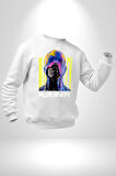 Eriyen Boya Gibi İnsanlık Erkek Kadın Unisex Dijital Baskılı Beyaz Sweatshirt