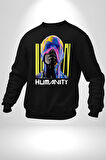 Eriyen Boya Gibi İnsanlık Erkek Kadın Unisex Dijital Baskılı Siyah Sweatshirt