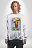 Joker Mutlu Bir Yüz Takın Film Karakteri Erkek Kadın Unisex Dijital Baskılı Beyaz Sweatshirt