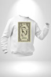 Marilyn Monroe Bir Dolar Erkek Kadın Unisex Dijital Baskılı Beyaz Sweatshirt