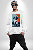 Thomas Shelby Erkek Kadın Unisex Dijital Baskılı Beyaz Sweatshirt