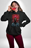 The Weeknd Erkek Kadın Siyah Dijital Baskılı Kapüşonlu Sweatshirt Hoodie