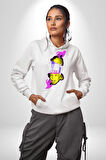 Einstein Retro Dil Çıkarma Devam Ettir Erkek Kadın Beyaz Dijital Baskılı Kapüşonlu Sweatshirt Hoodie