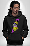 Einstein Retro Dil Çıkarma Devam Ettir Erkek Kadın Siyah Dijital Baskılı Kapüşonlu Sweatshirt Hoodie