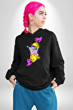 Einstein Retro Dil Çıkarma Devam Ettir Erkek Kadın Siyah Dijital Baskılı Kapüşonlu Sweatshirt Hoodie