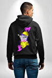 Einstein Retro Dil Çıkarma Devam Ettir Erkek Kadın Siyah Ön Sırt Baskılı Kapüşonlu Sweatshirt Hoodie