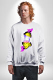 Einstein Retro Dil Çıkarma Devam Ettir Erkek Kadın Unisex Dijital Baskılı Beyaz Sweatshirt
