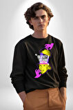 Einstein Retro Dil Çıkarma Devam Ettir Erkek Kadın Unisex Dijital Baskılı Siyah Sweatshirt