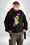 Einstein Retro Dil Çıkarma Devam Ettir Erkek Kadın Unisex Dijital Baskılı Siyah Sweatshirt