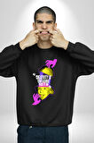 Einstein Retro Dil Çıkarma Devam Ettir Erkek Kadın Unisex Dijital Baskılı Siyah Sweatshirt
