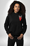 Maske Gangester Kedi Erkek Kadın Siyah Ön Sırt Baskılı Kapüşonlu Sweatshirt Hoodie