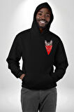 Maske Gangester Kedi Erkek Kadın Siyah Ön Sırt Baskılı Kapüşonlu Sweatshirt Hoodie