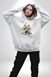 Aşk Meleği Para Kazandım Hayat Tavsiyesi Erkek Kadın Beyaz Dijital Baskılı Kapüşonlu Sweatshirt Hoodie