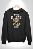Aşk Meleği Para Kazandım Hayat Tavsiyesi Erkek Kadın Siyah Dijital Baskılı Kapüşonlu Sweatshirt Hoodie