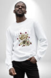 Aşk Meleği Para Kazandım Hayat Tavsiyesi Erkek Kadın Unisex Dijital Baskılı Beyaz Sweatshirt