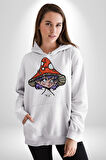 Kırmızı Mantar Kız Erkek Kadın Beyaz Dijital Baskılı Kapüşonlu Sweatshirt Hoodie