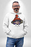 Kırmızı Mantar Kız Erkek Kadın Beyaz Dijital Baskılı Kapüşonlu Sweatshirt Hoodie