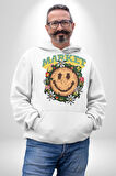 Gülen Market Ağaç Çiçek Mantar Erkek Kadın Beyaz Dijital Baskılı Kapüşonlu Sweatshirt Hoodie