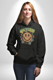 Gülen Market Ağaç Çiçek Mantar Erkek Kadın Siyah Dijital Baskılı Kapüşonlu Sweatshirt Hoodie
