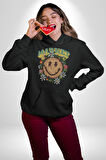 Gülen Market Ağaç Çiçek Mantar Erkek Kadın Siyah Dijital Baskılı Kapüşonlu Sweatshirt Hoodie