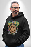 Gülen Market Ağaç Çiçek Mantar Erkek Kadın Siyah Dijital Baskılı Kapüşonlu Sweatshirt Hoodie