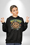 Gülen Market Ağaç Çiçek Mantar Erkek Kadın Siyah Dijital Baskılı Kapüşonlu Sweatshirt Hoodie