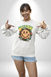 Gülen Market Ağaç Çiçek Mantar Erkek Kadın Unisex Dijital Baskılı Beyaz Sweatshirt