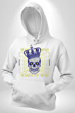 Adil Zihin Karışın Zihin Kral İskelet Erkek Kadın Beyaz Dijital Baskılı Kapüşonlu Sweatshirt Hoodie