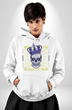 Adil Zihin Karışın Zihin Kral İskelet Erkek Kadın Beyaz Dijital Baskılı Kapüşonlu Sweatshirt Hoodie