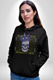 Adil Zihin Karışın Zihin Kral İskelet Erkek Kadın Siyah Dijital Baskılı Kapüşonlu Sweatshirt Hoodie
