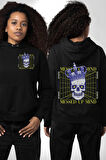 Adil Zihin Karışın Zihin Kral İskelet Erkek Kadın Siyah Ön Sırt Baskılı Kapüşonlu Sweatshirt Hoodie