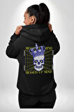 Adil Zihin Karışın Zihin Kral İskelet Erkek Kadın Siyah Ön Sırt Baskılı Kapüşonlu Sweatshirt Hoodie