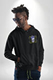 Adil Zihin Karışın Zihin Kral İskelet Erkek Kadın Siyah Ön Sırt Baskılı Kapüşonlu Sweatshirt Hoodie