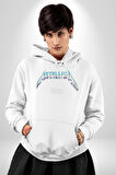 Metalika Rock Grup Erkek Kadın Beyaz Dijital Baskılı Kapüşonlu Sweatshirt Hoodie