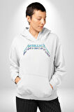Metalika Rock Grup Erkek Kadın Beyaz Dijital Baskılı Kapüşonlu Sweatshirt Hoodie