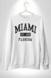 Miami Florida Erkek Kadın Unisex Dijital Baskılı Beyaz Sweatshirt