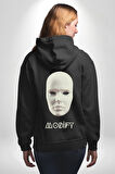 Boyanabilir Maskı Sokak Stili Erkek Kadın Siyah Ön Sırt Baskılı Kapüşonlu Sweatshirt Hoodie