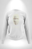 Boyanabilir Maskı Sokak Stili Erkek Kadın Unisex Dijital Baskılı Beyaz Sweatshirt
