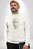 Boyanabilir Maskı Sokak Stili Erkek Kadın Unisex Dijital Baskılı Beyaz Sweatshirt