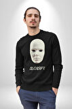 Boyanabilir Maskı Sokak Stili Erkek Kadın Unisex Dijital Baskılı Siyah Sweatshirt