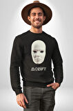 Boyanabilir Maskı Sokak Stili Erkek Kadın Unisex Dijital Baskılı Siyah Sweatshirt
